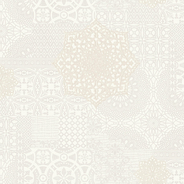 Quilted 3D Embossed Wallpaper, Cream, Flocked Rich Textured Velvet Feel Luxury Wallcovering, Vintage Washed Patchwork Style, Non-Woven - Adawall -Houston Wallpaper Store - Walcoverings, Curtains & Wall Panels