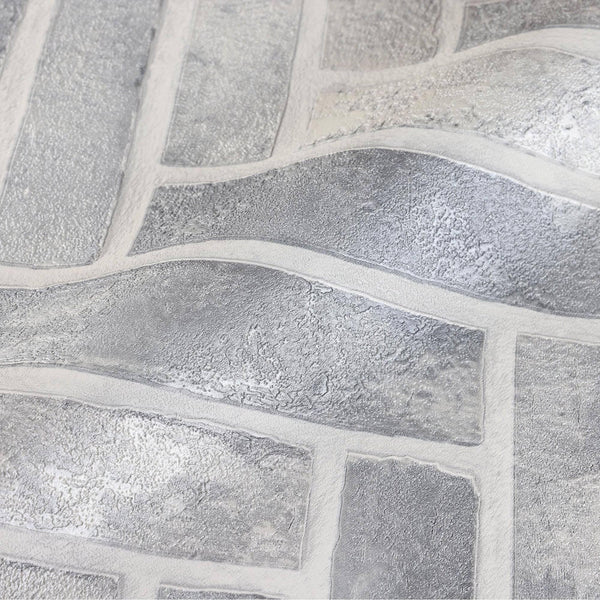 Realistic Embossed Brick Wallpaper, Gray Chevron Pattern Stone Wall Decor, Home Commercial Use Textured Wallcovering - Adawall -Houston Wallpaper Store - Walcoverings, Curtains & Wall Panels