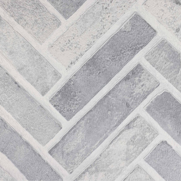 Realistic Embossed Brick Wallpaper, Gray Chevron Pattern Stone Wall Decor, Home Commercial Use Textured Wallcovering - Adawall -Houston Wallpaper Store - Walcoverings, Curtains & Wall Panels