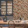 Realistic Embossed Brick Wallpaper, Red, Orange Chevron Pattern Stone Wall Decor, Home Commercial Use Textured Wallcovering - Adawall -Houston Wallpaper Store - Walcoverings, Curtains & Wall Panels
