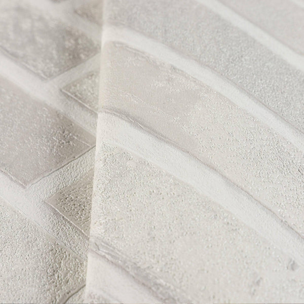 Realistic Embossed Brick Wallpaper, White, Ivory Chevron Pattern Stone Wall Decor, Home Commercial Use Textured Wallcovering - Adawall -Houston Wallpaper Store - Walcoverings, Curtains & Wall Panels