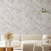 Realistic Embossed Brick Wallpaper, White, Ivory Chevron Pattern Stone Wall Decor, Home Commercial Use Textured Wallcovering - Adawall -Houston Wallpaper Store - Walcoverings, Curtains & Wall Panels