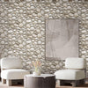 Realistic Embossed Oval Stone Wallpaper, Beige, Gray Farmhouse, Lodge Home Interior Design Wallcovering - Adawall -Houston Wallpaper Store - Walcoverings, Curtains & Wall Panels