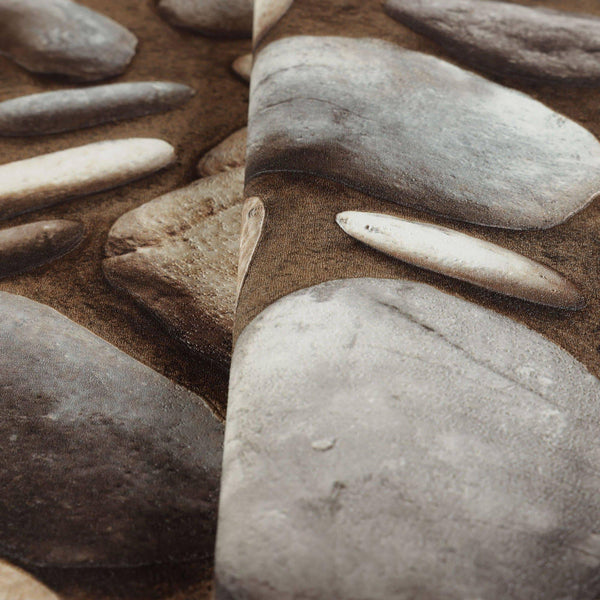 Realistic Embossed Oval Stone Wallpaper, Brown, Tan Farmhouse, Lodge Home Interior Design Wallcovering - Adawall -Houston Wallpaper Store - Walcoverings, Curtains & Wall Panels