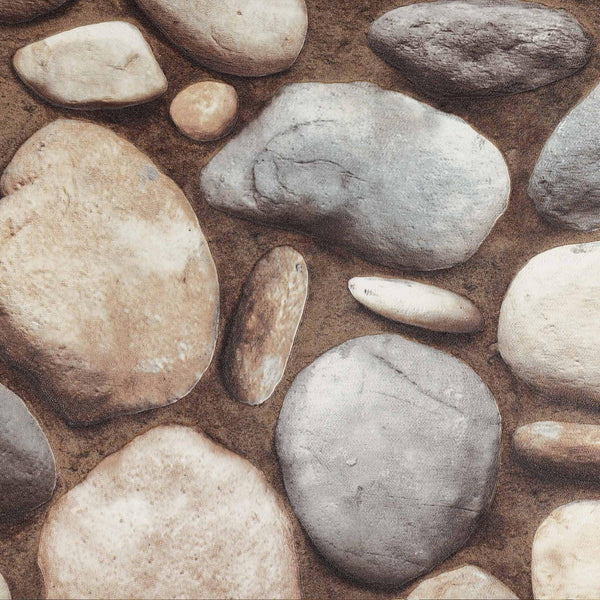 Realistic Embossed Oval Stone Wallpaper, Brown, Tan Farmhouse, Lodge Home Interior Design Wallcovering - Adawall -Houston Wallpaper Store - Walcoverings, Curtains & Wall Panels