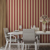 Red Timeless Bold Striped Wallpaper, Flocked Textured Velvet Feeling Thick Lines Wallcovering - Adawall -Houston Wallpaper Store - Walcoverings, Curtains & Wall Panels