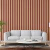 Red Timeless Bold Striped Wallpaper, Flocked Textured Velvet Feeling Thick Lines Wallcovering - Adawall -Houston Wallpaper Store - Walcoverings, Curtains & Wall Panels