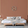 Red Timeless Bold Striped Wallpaper, Flocked Textured Velvet Feeling Thick Lines Wallcovering - Adawall -Houston Wallpaper Store - Walcoverings, Curtains & Wall Panels