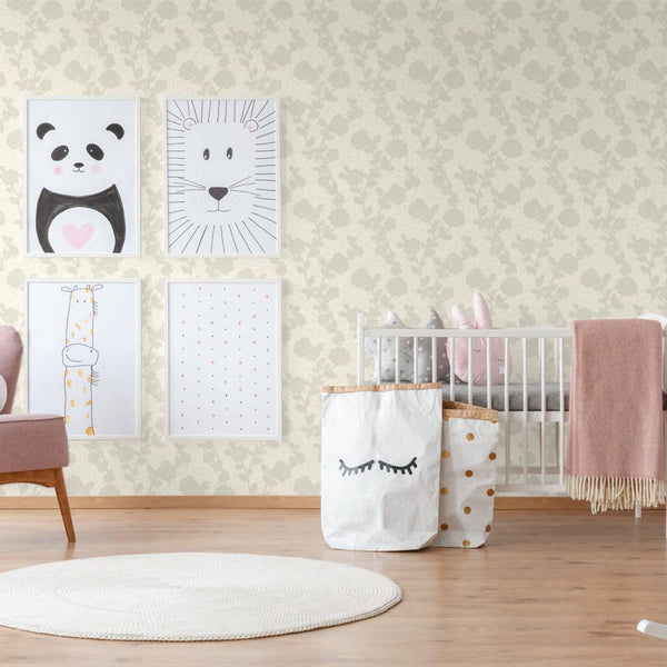 Rose Themed White Flowered Embossed Wallpaper, Home Wall Decor, Aesthetic Wallpaper, Textured Wallcovering Non-Adhesive - 41.7”W X 393”H - Adawall -Houston Wallpaper Store - Walcoverings, Curtains & Wall Panels