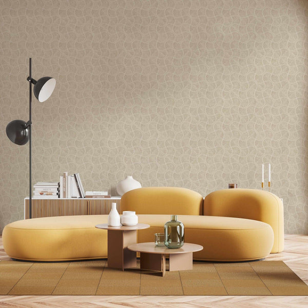 Round Geometric Shapes Deep Embossed Wallpaper, Beige Shiny Surface Textured Wall Accent Decor - Adawall -Houston Wallpaper Store - Walcoverings, Curtains & Wall Panels