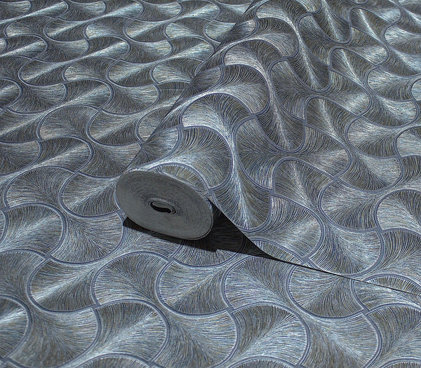 Round Geometric Shapes Deep Embossed Wallpaper, Brown Green Shiny Surface Textured Wall Accent Decor - Adawall -Houston Wallpaper Store - Walcoverings, Curtains & Wall Panels