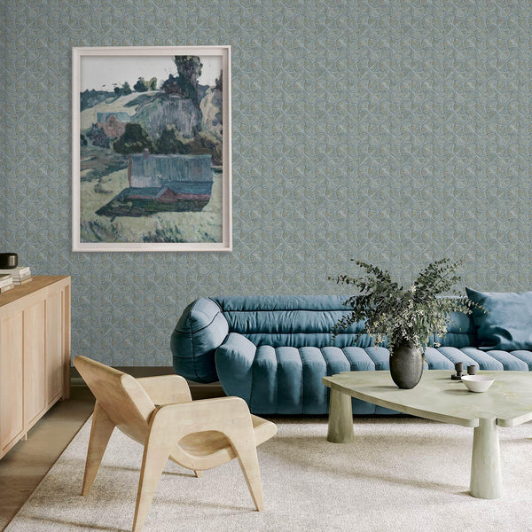 Round Geometric Shapes Deep Embossed Wallpaper, Brown Green Shiny Surface Textured Wall Accent Decor - Adawall -Houston Wallpaper Store - Walcoverings, Curtains & Wall Panels