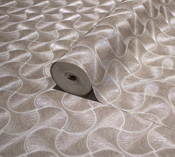 Round Geometric Shapes Deep Embossed Wallpaper, Light Brown Shiny Surface Textured Wall Accent Decor - Adawall -Houston Wallpaper Store - Walcoverings, Curtains & Wall Panels