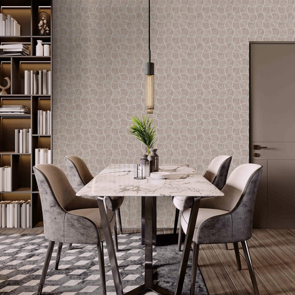 Round Geometric Shapes Deep Embossed Wallpaper, Light Brown Shiny Surface Textured Wall Accent Decor - Adawall -Houston Wallpaper Store - Walcoverings, Curtains & Wall Panels