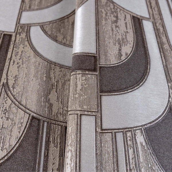 Round Shapes Deep Embossed Wallpaper, Brown Modern Geometric Flocked Wallcovering, Non-Pasted, Large 114 sq ft Roll - Adawall -Houston Wallpaper Store - Walcoverings, Curtains & Wall Panels