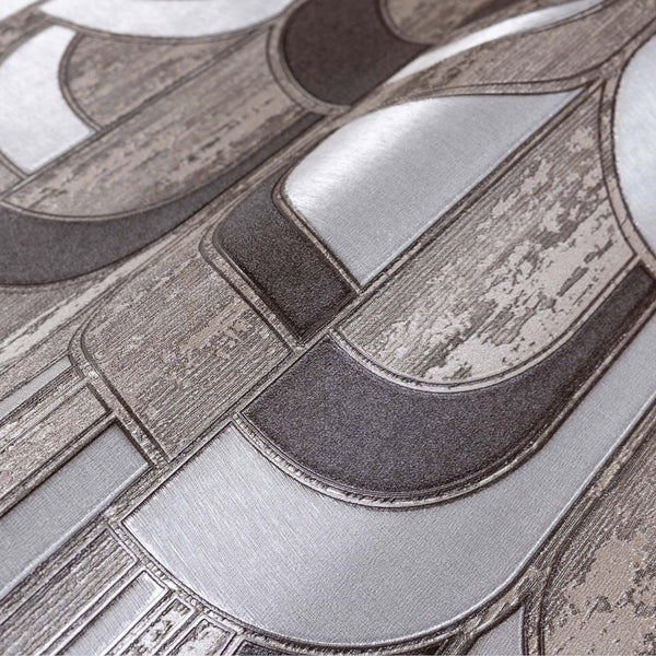 Round Shapes Deep Embossed Wallpaper, Brown Modern Geometric Flocked Wallcovering, Non-Pasted, Large 114 sq ft Roll - Adawall -Houston Wallpaper Store - Walcoverings, Curtains & Wall Panels