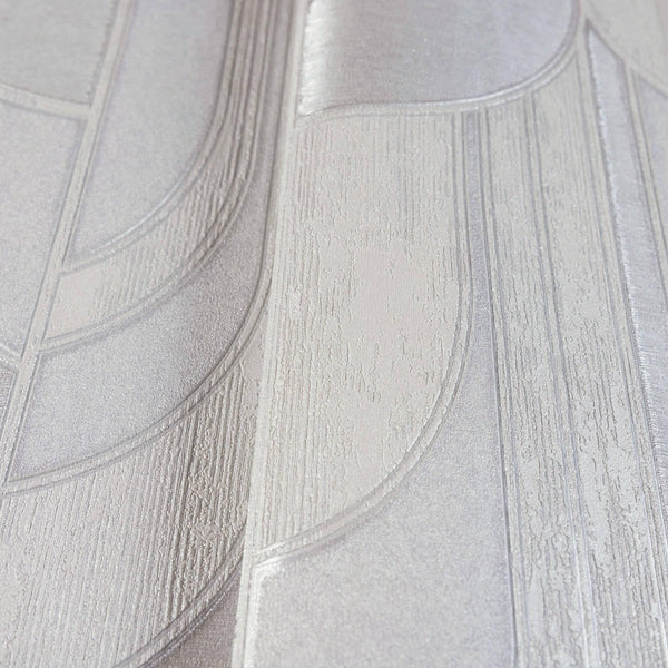 Round Shapes Deep Embossed Wallpaper, White Modern Geometric Flocked Wallcovering, Non-Pasted, Large 114 sq ft Roll - Adawall -Houston Wallpaper Store - Walcoverings, Curtains & Wall Panels