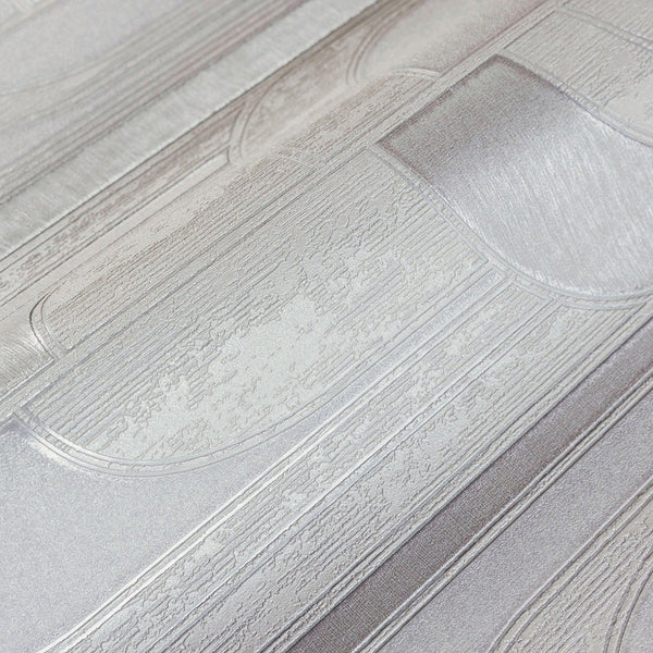 Round Shapes Deep Embossed Wallpaper, White Modern Geometric Flocked Wallcovering, Non-Pasted, Large 114 sq ft Roll - Adawall -Houston Wallpaper Store - Walcoverings, Curtains & Wall Panels