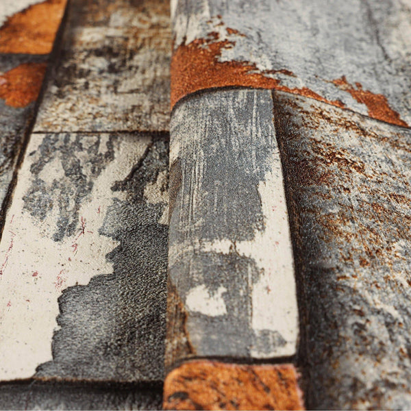Rusted Metallic Stone Wallpaper, Realistic 3D Embossed Wall Decor, Industrial Aesthetic Wallcovering - Adawall -Houston Wallpaper Store - Walcoverings, Curtains & Wall Panels