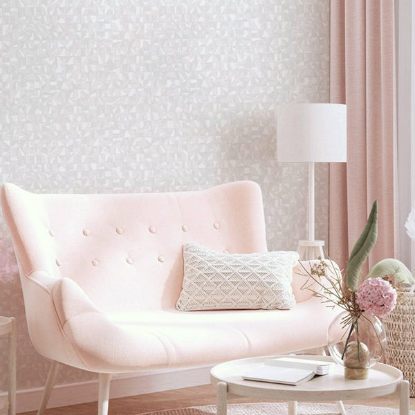 Shimmering Geometric Shapes Wallpaper, Cream Deep Embossed Asymmetrical Design Wallcovering - Adawall -Houston Wallpaper Store - Walcoverings, Curtains & Wall Panels