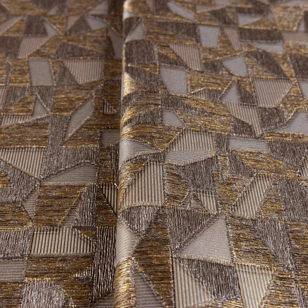 Shimmering Geometric Shapes Wallpaper, Dark Brown, Gold Deep Embossed Asymmetrical Design Wallcovering - Adawall -Houston Wallpaper Store - Walcoverings, Curtains & Wall Panels