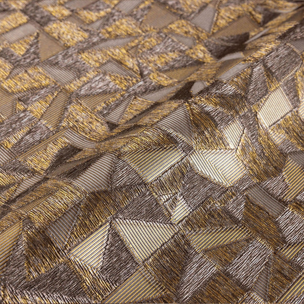 Shimmering Geometric Shapes Wallpaper, Dark Brown, Gold Deep Embossed Asymmetrical Design Wallcovering - Adawall -Houston Wallpaper Store - Walcoverings, Curtains & Wall Panels