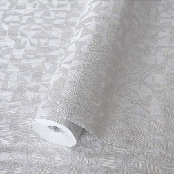Shimmering Geometric Shapes Wallpaper, Light Gray Deep Embossed Asymmetrical Design Wallcovering - Adawall -Houston Wallpaper Store - Walcoverings, Curtains & Wall Panels