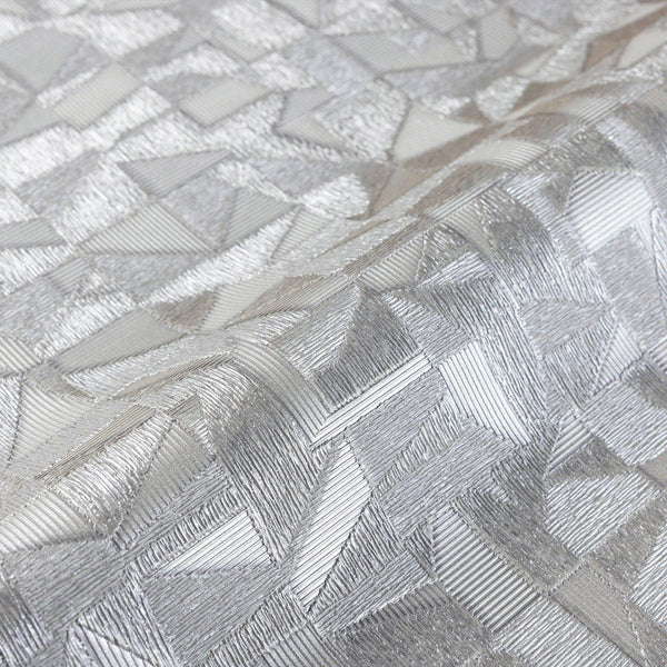 Shimmering Geometric Shapes Wallpaper, Silver Deep Embossed Asymmetrical Design Wallcovering - Adawall -Houston Wallpaper Store - Walcoverings, Curtains & Wall Panels