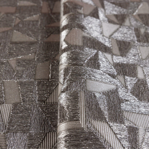 Shimmering Geometric Shapes Wallpaper, Tan, Gray Deep Embossed Asymmetrical Design Wallcovering - Adawall -Houston Wallpaper Store - Walcoverings, Curtains & Wall Panels
