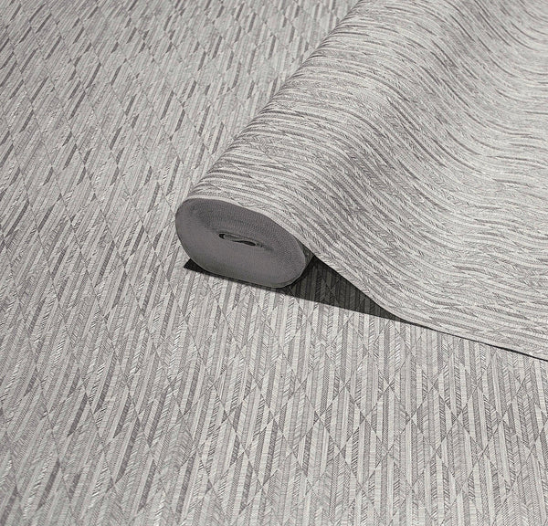 Silver Diamond Shapes Wallpaper, Shiny 3D Deep Embossed Lines Stylish Modern Wallcovering - Adawall -Houston Wallpaper Store - Walcoverings, Curtains & Wall Panels