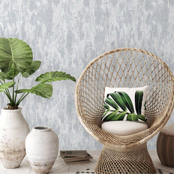 Silver Distressed Metallic Embossed Wallpaper, Shiny Rustic Industrial Modern Wallcovering - Adawall -Houston Wallpaper Store - Walcoverings, Curtains & Wall Panels