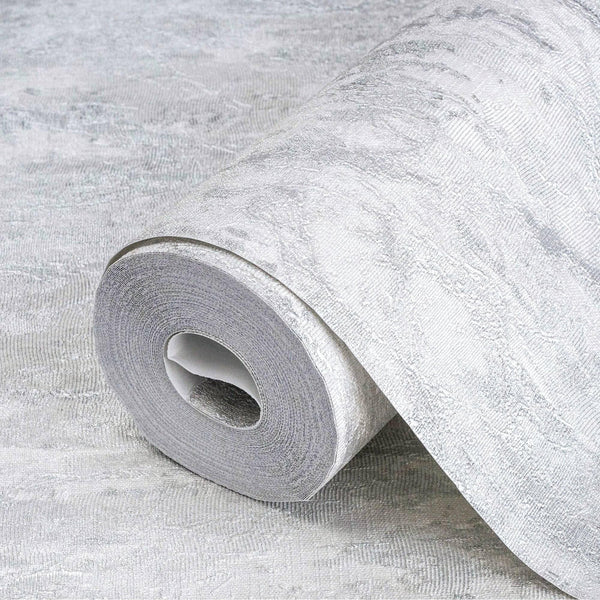 Silver Distressed Metallic Embossed Wallpaper, Shiny Rustic Industrial Modern Wallcovering - Adawall -Houston Wallpaper Store - Walcoverings, Curtains & Wall Panels