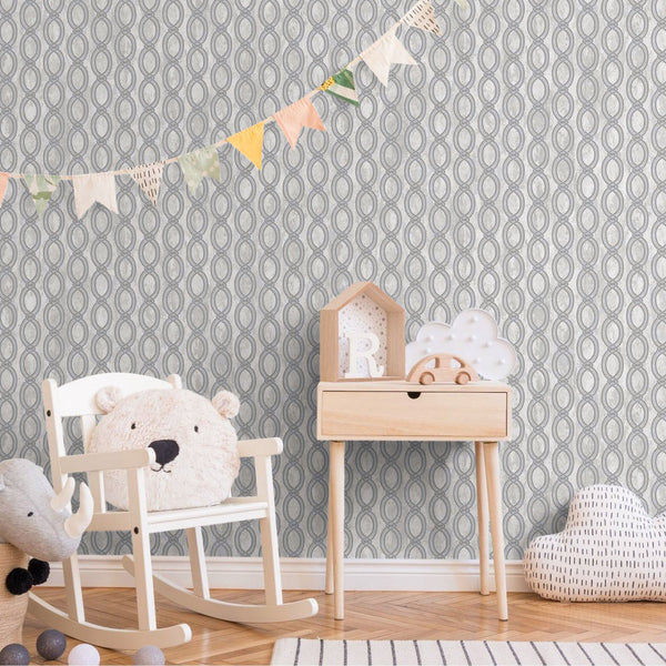 Silver Geometric Chain Pattern Wallpaper, Deep Embossed Stylish Sparkling Luxury Design - Adawall -Houston Wallpaper Store - Walcoverings, Curtains & Wall Panels