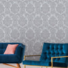 Silver Rich Baroque Damask Wallpaper Deep Embossed Shimmering Vintage Design - Adawall -Houston Wallpaper Store - Walcoverings, Curtains & Wall Panels