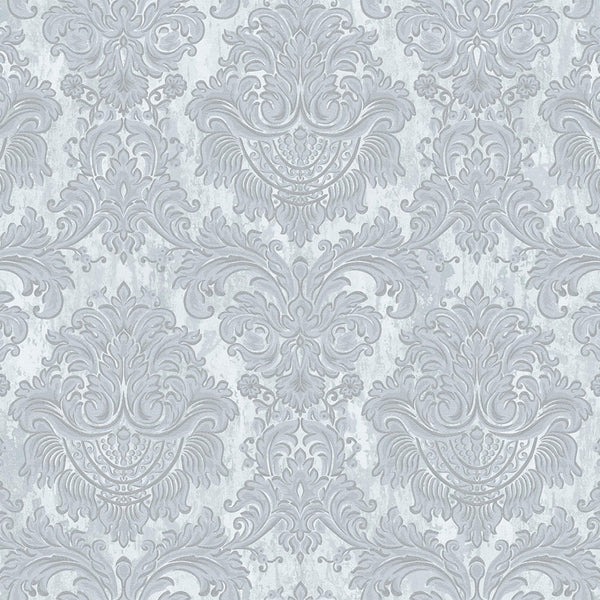 Silver Rich Baroque Damask Wallpaper Deep Embossed Shimmering Vintage Design - Adawall -Houston Wallpaper Store - Walcoverings, Curtains & Wall Panels