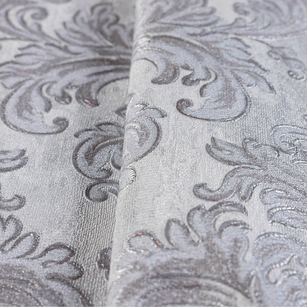 Silver Rich Baroque Damask Wallpaper Deep Embossed Shimmering Vintage Design - Adawall -Houston Wallpaper Store - Walcoverings, Curtains & Wall Panels