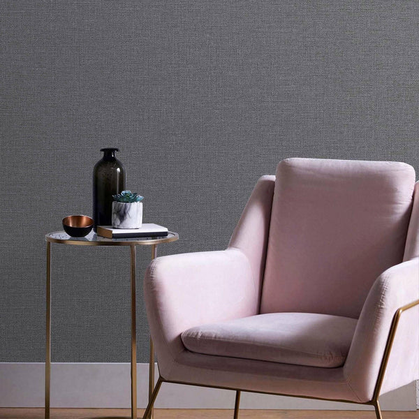 Solid Color Linen Textured Wallpaper, Dark Gray Modern Neutral Colors Non-Pasted Wallcovering - Adawall -Houston Wallpaper Store - Walcoverings, Curtains & Wall Panels