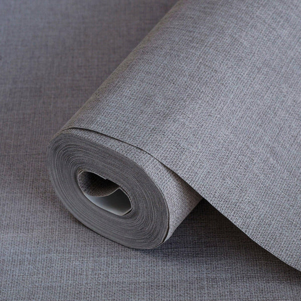 Solid Color Linen Textured Wallpaper, Dark Gray Modern Neutral Colors Non-Pasted Wallcovering - Adawall -Houston Wallpaper Store - Walcoverings, Curtains & Wall Panels