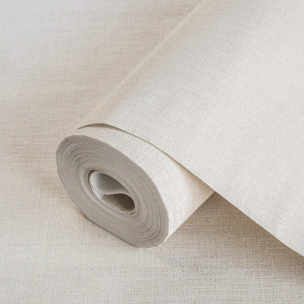 Solid Color Linen Textured Wallpaper, Light Beige Modern Neutral Colors Non-Pasted Wallcovering - Adawall -Houston Wallpaper Store - Walcoverings, Curtains & Wall Panels