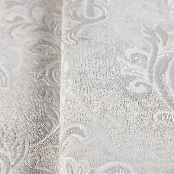 Stylish Baroque Deep Embossed Wallpaper, Light Gray, Timeless Damask Ornate Patterns Sparkling Wallcovering, Elegant Washed Colors Design - Adawall -Houston Wallpaper Store - Walcoverings, Curtains & Wall Panels
