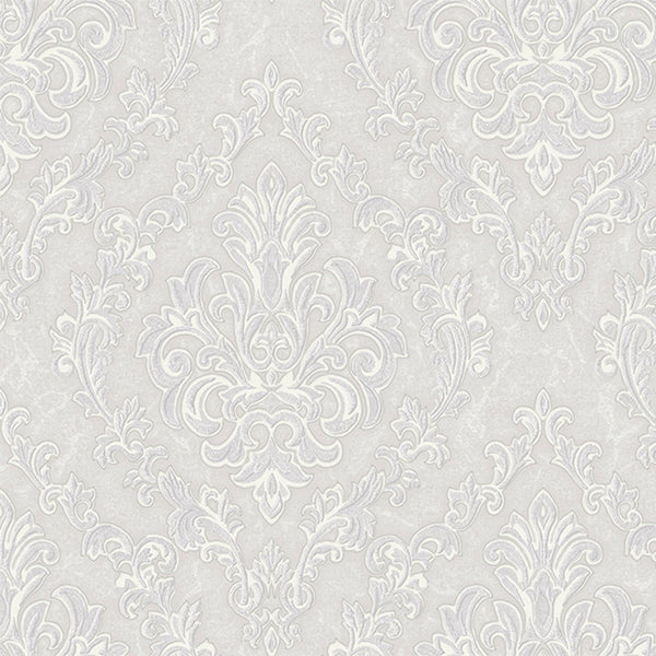Stylish Baroque Deep Embossed Wallpaper, Light Gray, Timeless Damask Ornate Patterns Sparkling Wallcovering, Elegant Washed Colors Design - Adawall -Houston Wallpaper Store - Walcoverings, Curtains & Wall Panels