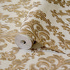 Stylish Baroque Deep Embossed Wallpaper, White, Gold, Timeless Damask Ornate Patterns Sparkling Wallcovering, Elegant Washed Colors Design - Adawall -Houston Wallpaper Store - Walcoverings, Curtains & Wall Panels