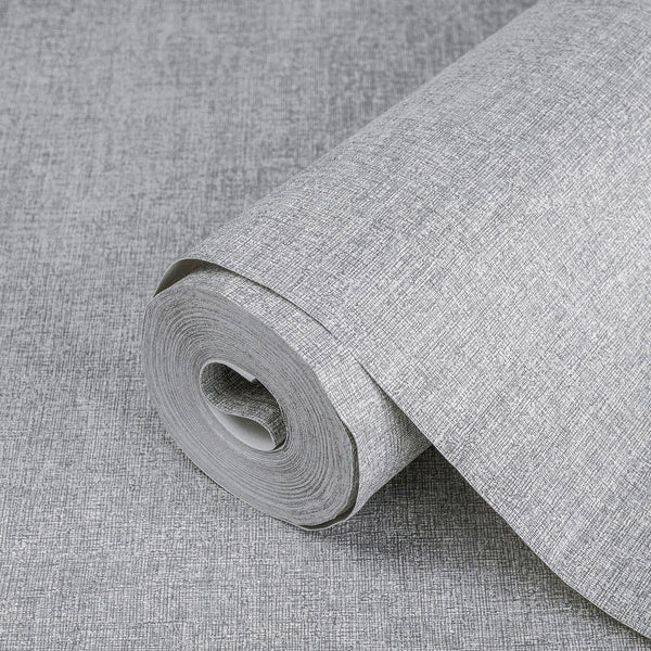 Stylish Fabric Textured Wallpaper, Light Gray Modern Linen Style Abstract Minimalist Non-Pasted Wall Paper, Wallcovering - Adawall -Houston Wallpaper Store - Walcoverings, Curtains & Wall Panels