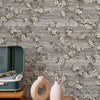 Stylish Floral Wallpaper, Gray, Brown Embossed Flocked Botanical Blossom Pattern, Bloom Design, Trendy Wall Accent Decoration - Adawall -Houston Wallpaper Store - Walcoverings, Curtains & Wall Panels