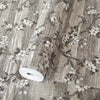 Stylish Floral Wallpaper, Gray, Brown Embossed Flocked Botanical Blossom Pattern, Bloom Design, Trendy Wall Accent Decoration - Adawall -Houston Wallpaper Store - Walcoverings, Curtains & Wall Panels