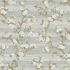 Stylish Floral Wallpaper, Green, White Embossed Flocked Botanical Blossom Pattern, Bloom Design, Trendy Wall Accent Decoration - Adawall -Houston Wallpaper Store - Walcoverings, Curtains & Wall Panels