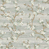 Stylish Floral Wallpaper, Green, White Embossed Flocked Botanical Blossom Pattern, Bloom Design, Trendy Wall Accent Decoration - Adawall -Houston Wallpaper Store - Walcoverings, Curtains & Wall Panels