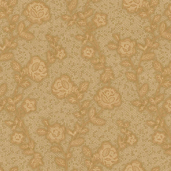 Stylish Golden Pattern Floral Embossed Wallpaper, Home Wall Decor, Aesthetic Wallpaper, Textured Wallcovering Non-Adhesive, Honeycomb Decor - Adawall -Houston Wallpaper Store - Walcoverings, Curtains & Wall Panels