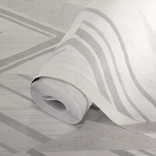 Stylish Herringbone Geometric Wallpaper, Gray, Silver Embossed Large Zigzag Pattern Wallcovering Wall Accent - Adawall -Houston Wallpaper Store - Walcoverings, Curtains & Wall Panels