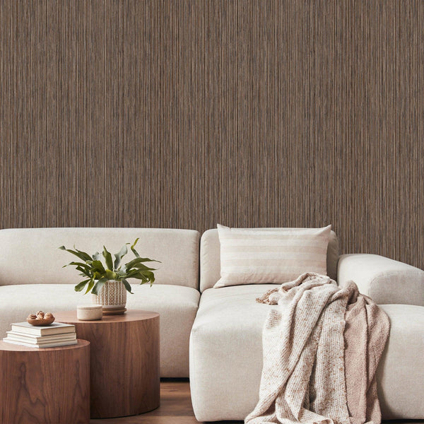 Stylish Thin Stripes Wallpaper, Brown 3D Deep Embossed Wallcovering for Interior Design Ideas, Modern Striped Large 114 sq ft Roll - Adawall -Houston Wallpaper Store - Walcoverings, Curtains & Wall Panels